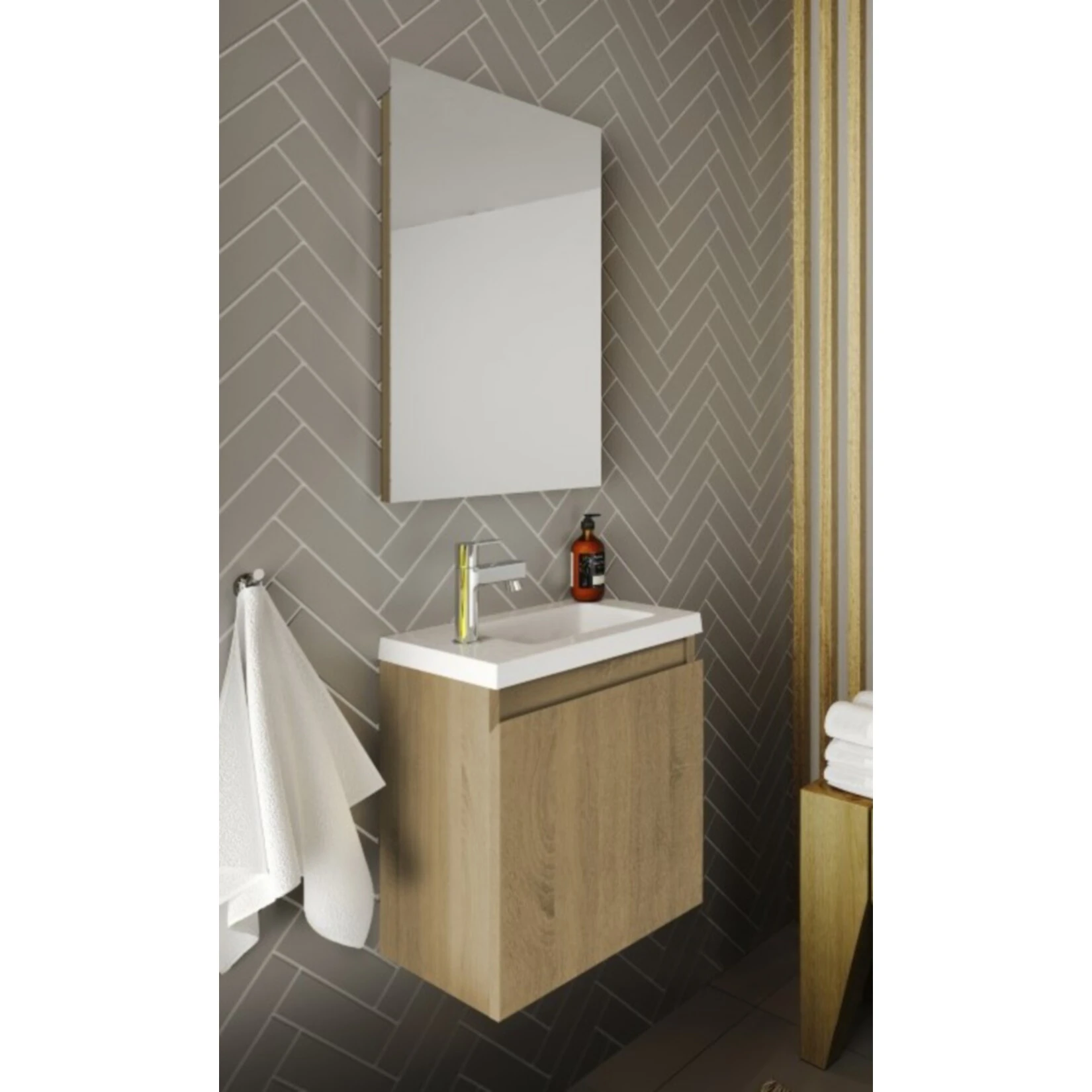 Allibert Badmöbel-Set PORTO PACK 40 Cm Grifflos, Hamilton Eiche 1 Allibert Badmöbel-Set PORTO PACK 40 Cm Grifflos, Hamilton Eiche