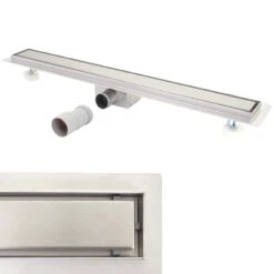 Duschrinne MCW-D94d, Bodenablauf Abflussrinne Duschablauf, Edelstahl Siphon 50-120cm ~ 100cm