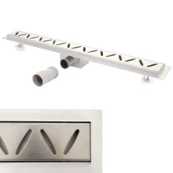 Duschrinne MCW-D94c, Bodenablauf Abflussrinne Duschablauf, Edelstahl Siphon 50-120cm ~ 50cm