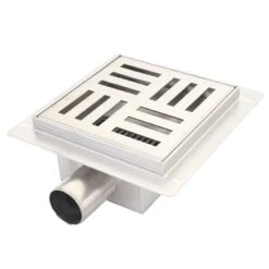 Duschablauf MCW-D95b, Bodenablauf Abflussrinne Bad, Edelstahl Siphon ~ 20x20cm