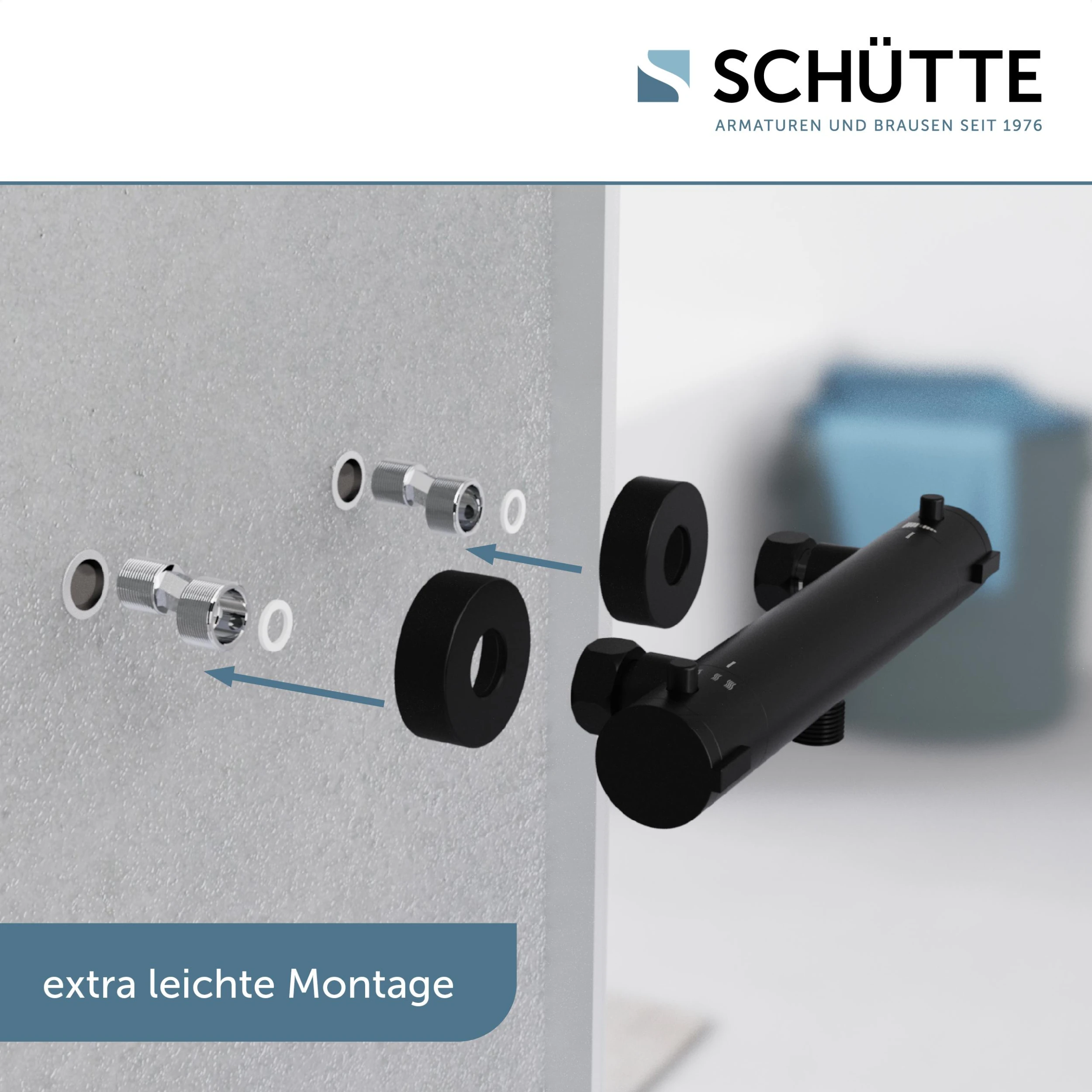 SCHÜTTE Duscharmatur LONDON Mit Thermostat, Schwarz Matt 6 SCHÜTTE Duscharmatur LONDON Mit Thermostat, Schwarz Matt – Bild 6