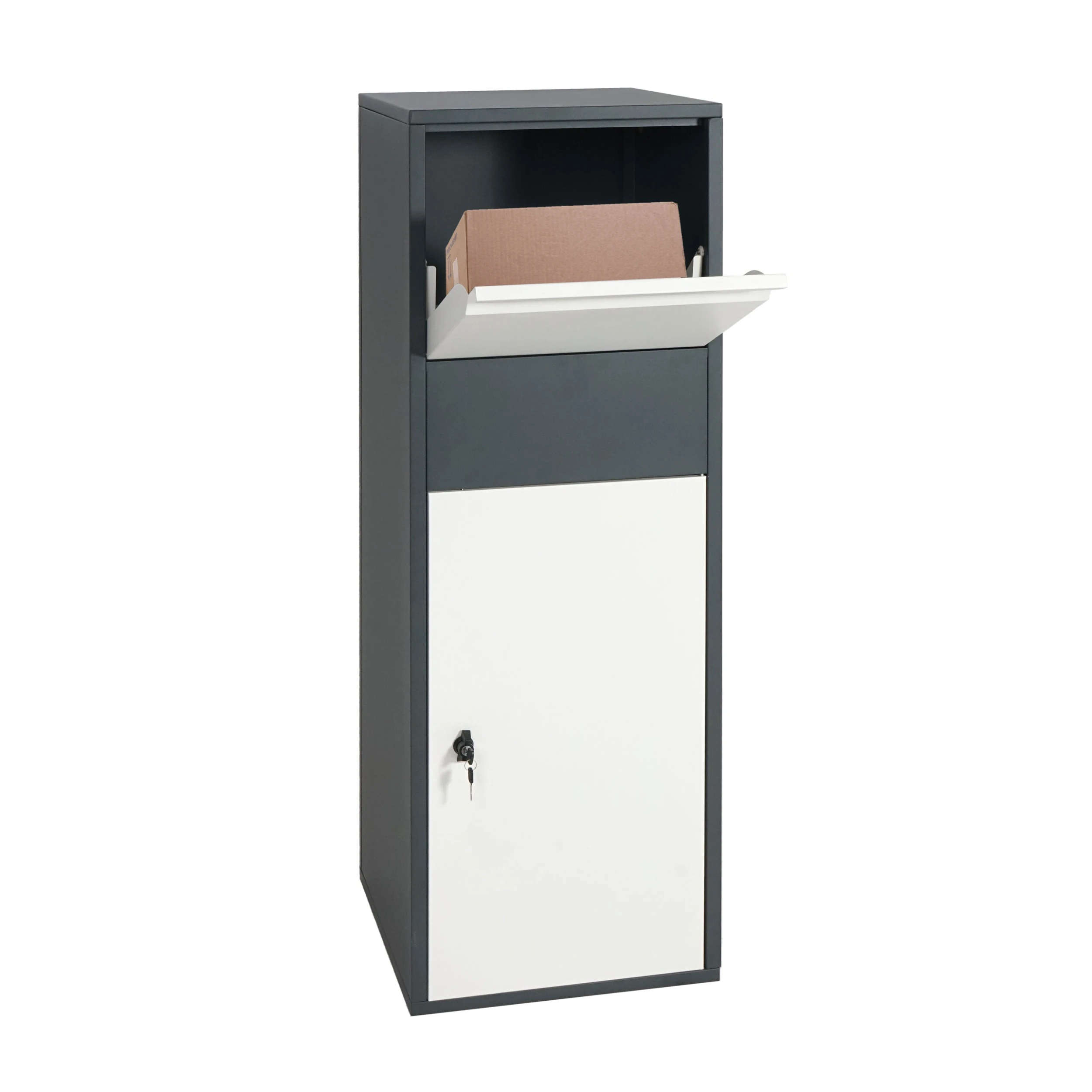 Paketkasten MCW-G80, Paketbox Standbriefkasten Paketbriefkasten Größe XL ~ Verzinkt Anthrazit-weiß 1 Paketkasten MCW-G80, Paketbox Standbriefkasten Paketbriefkasten Größe XL ~ Verzinkt Anthrazit-weiß