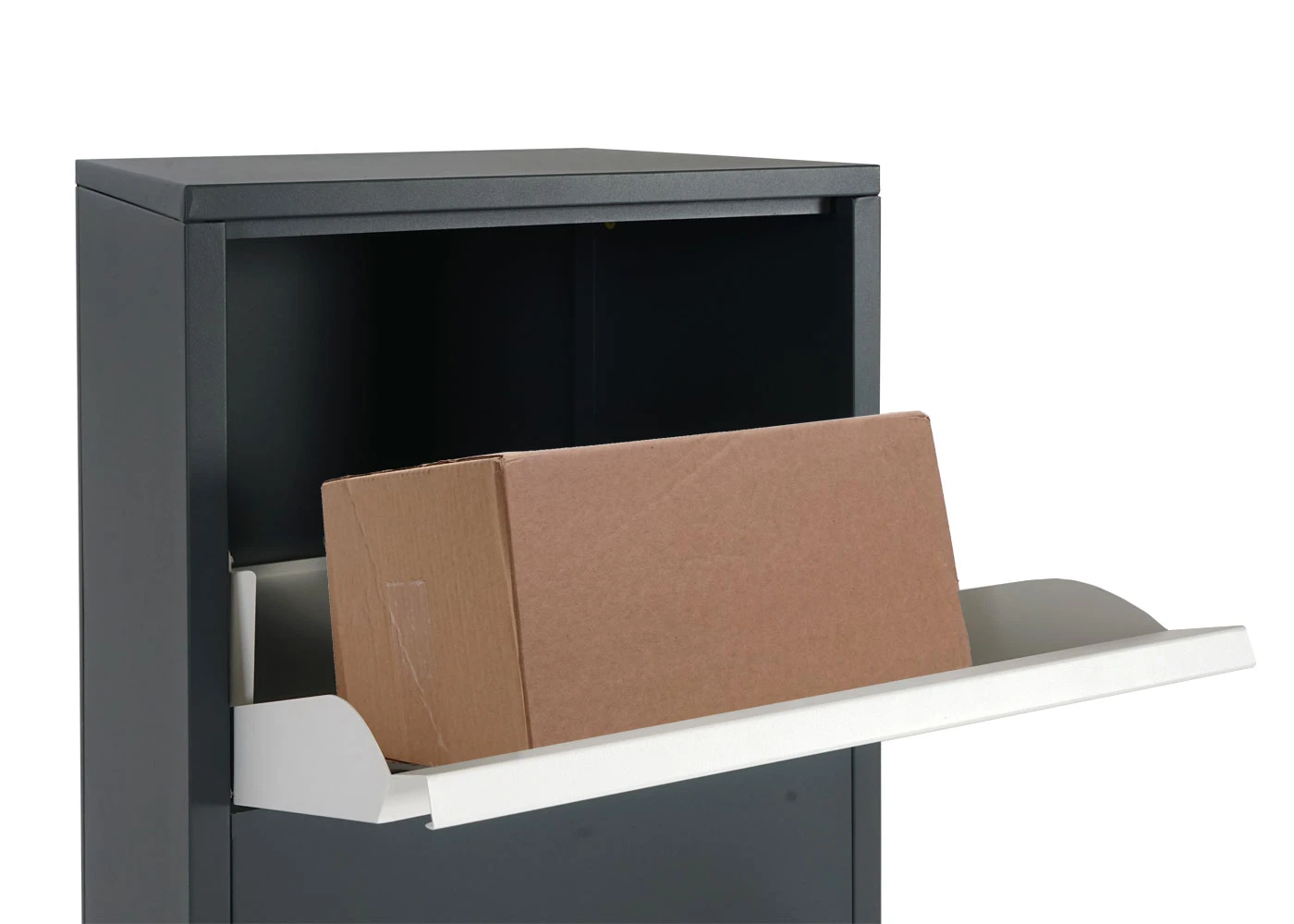 Paketkasten MCW-G80, Paketbox Standbriefkasten Paketbriefkasten Größe XL ~ Verzinkt Anthrazit-weiß 4 Paketkasten MCW-G80, Paketbox Standbriefkasten Paketbriefkasten Größe XL ~ Verzinkt Anthrazit-weiß – Bild 4