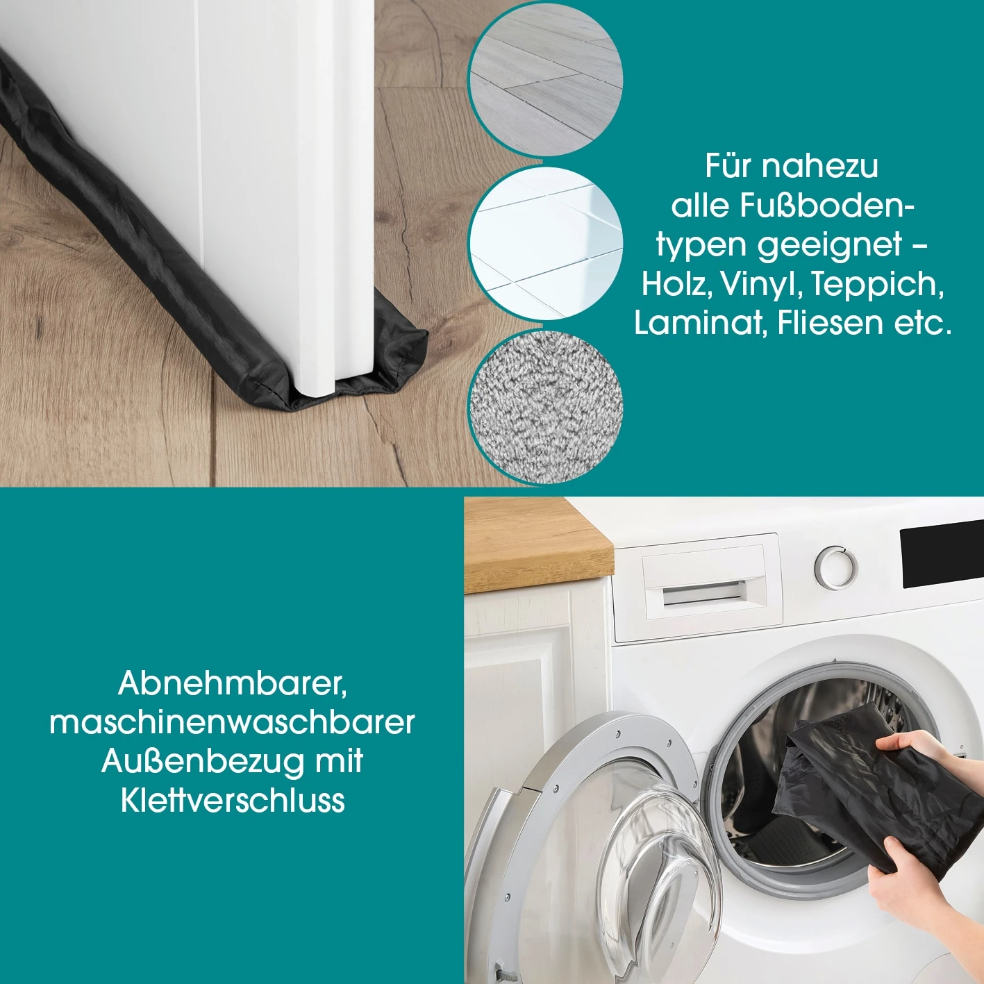 EASYmaxx Zugluftstopper Doppelseitig 12x90cm 4 EASYmaxx Zugluftstopper Doppelseitig 12x90cm – Bild 4