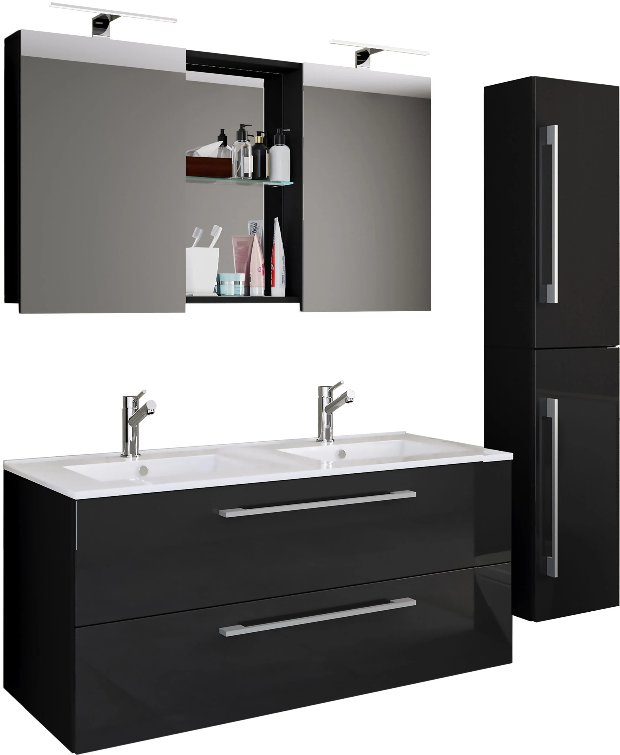 VCM 4-tlg. Doppel Waschplatz 2 Waschtisch Badmöbel Set Waschbecken Budasi SC 1 VCM 4-tlg. Doppel Waschplatz 2 Waschtisch Badmöbel Set Waschbecken Budasi SC