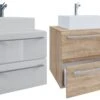 VCM 2-tlg. Waschplatz Waschtisch Badmöbel Set Waschbecken Badinos Ll 2 Schublade