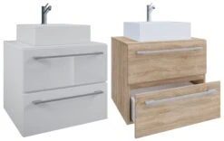 VCM 2-tlg. Waschplatz Waschtisch Badmöbel Set Waschbecken Badinos Ll 2 Schublade