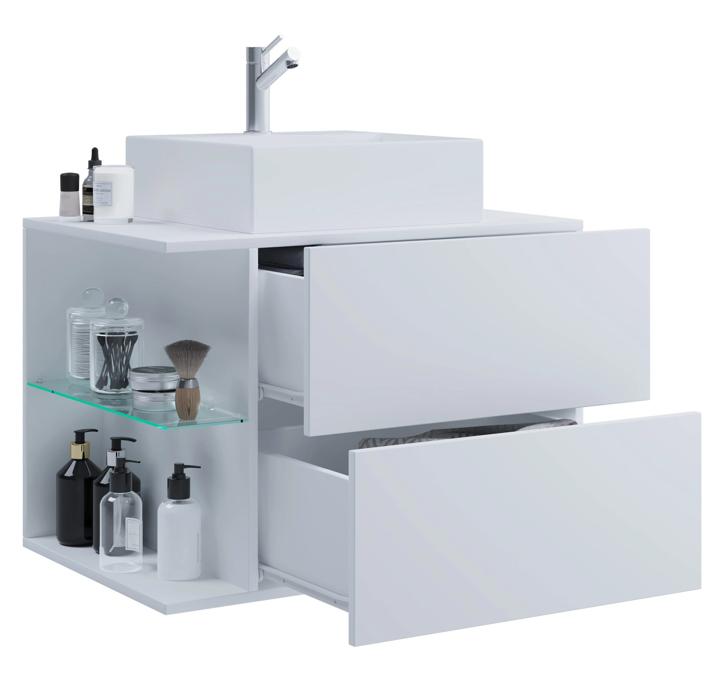 VCM 2-tlg. Waschplatz Waschtisch Badmöbel Set Waschbecken Hausa M Schublade 1 VCM 2-tlg. Waschplatz Waschtisch Badmöbel Set Waschbecken Hausa M Schublade