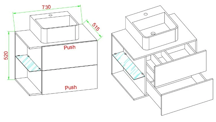 VCM 2-tlg. Waschplatz Waschtisch Badmöbel Set Waschbecken Hausa M Schublade 2 VCM 2-tlg. Waschplatz Waschtisch Badmöbel Set Waschbecken Hausa M Schublade – Bild 2