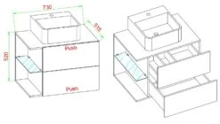 VCM 4-tlg. Waschplatz Waschtisch Badmöbel Set Waschbecken Hausa M Schublade
