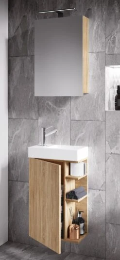 VCM 3-tlg Badmöbel Set Gäste WC Gästebad Waschplatz Waschtisch Klein Schmal Lumia Spiegelschrank -Black & Decker 8600043100 919008 prod 003