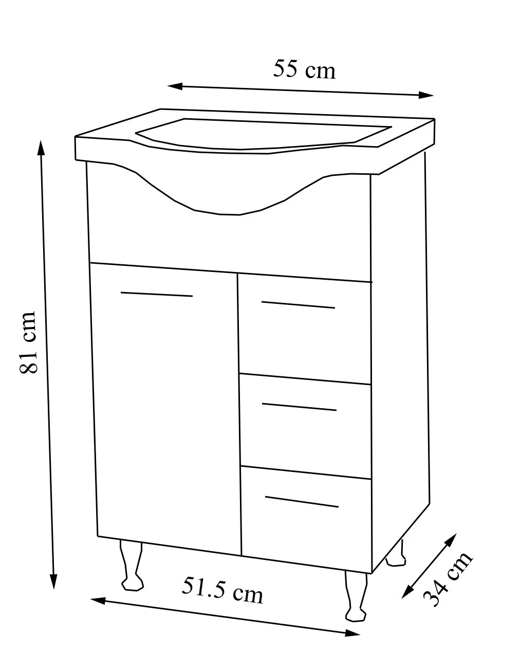 VCM 3-tlg. Waschplatz Waschtisch Badmöbel Set Waschbecken Schublade Spiegelschrank Lisalo L 3 VCM 3-tlg. Waschplatz Waschtisch Badmöbel Set Waschbecken Schublade Spiegelschrank Lisalo L – Bild 3