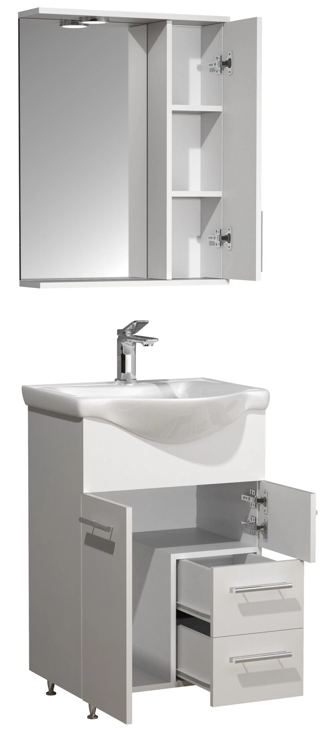 VCM 3-tlg. Waschplatz Waschtisch Badmöbel Set Waschbecken Schublade Spiegelschrank Lisalo L 5 VCM 3-tlg. Waschplatz Waschtisch Badmöbel Set Waschbecken Schublade Spiegelschrank Lisalo L – Bild 5