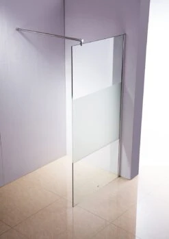 CLP Edelstahl-Duschabtrennung, NANO Glas, Haltestange: RUND (bis Zu 3 Glasfarben Und 20 Größen Wählbar)