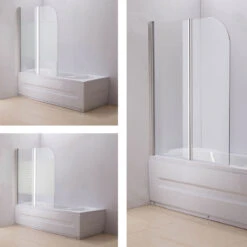 CLP NANO Duschabtrennung Für Die Badewanne Anschlag Links | Faltbarer Badewannenaufsatz Aus Sicherheisglas | 2 Teilige Duschwand