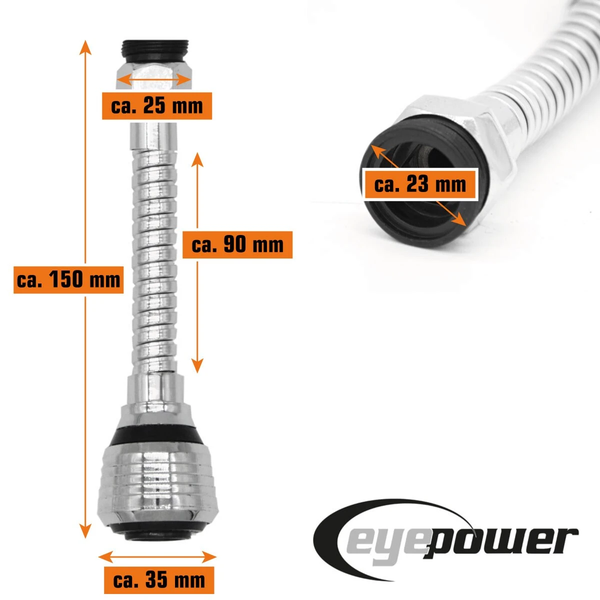 15.5cm Wasserhahn Verlängerung - M22/M24 Perlator Strahlregler Flexischlauch 3 15.5cm Wasserhahn Verlängerung - M22/M24 Perlator Strahlregler Flexischlauch – Bild 3