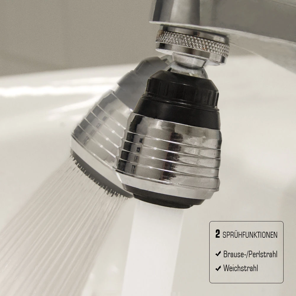 Wasserhahn Aufsatz 360° Schwenkbrause Perlator Sparventil Strahlregler 5 Wasserhahn Aufsatz 360° Schwenkbrause Perlator Sparventil Strahlregler – Bild 5