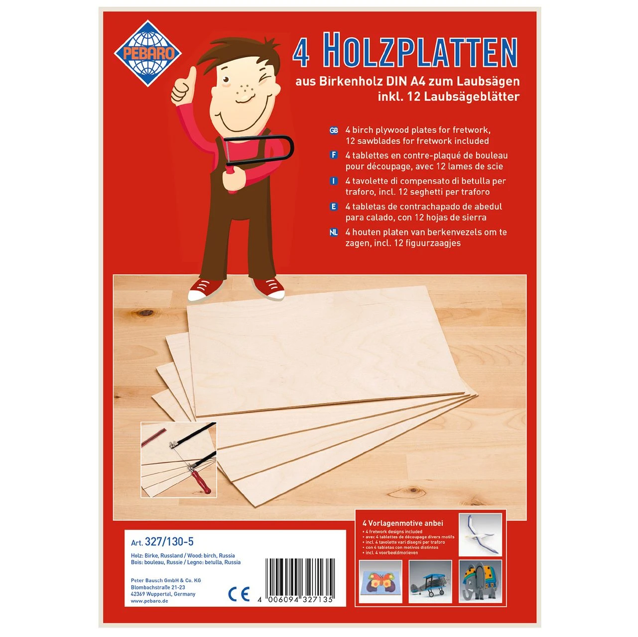 PEBARO Birkensperrholz Mit Laubsägeblätter Und Motivvorlage 1 PEBARO Birkensperrholz Mit Laubsägeblätter Und Motivvorlage