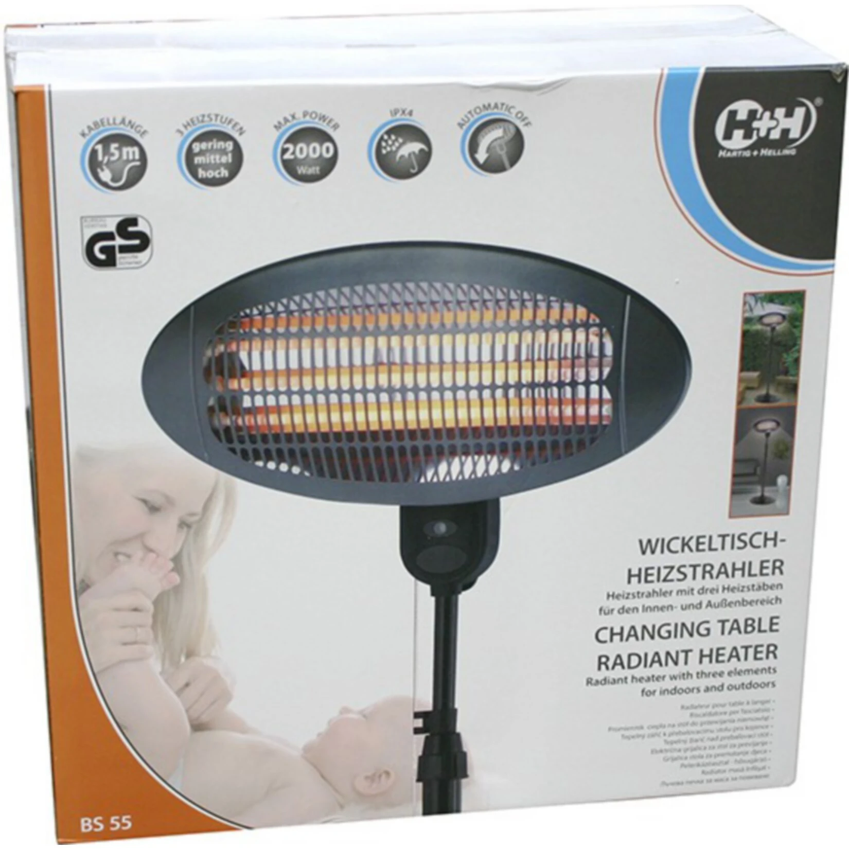 H+H BS 55 Stand-Heizstrahler Mit Drei Heizstäben, 2000 W 6 H+H BS 55 Stand-Heizstrahler Mit Drei Heizstäben, 2000 W – Bild 6