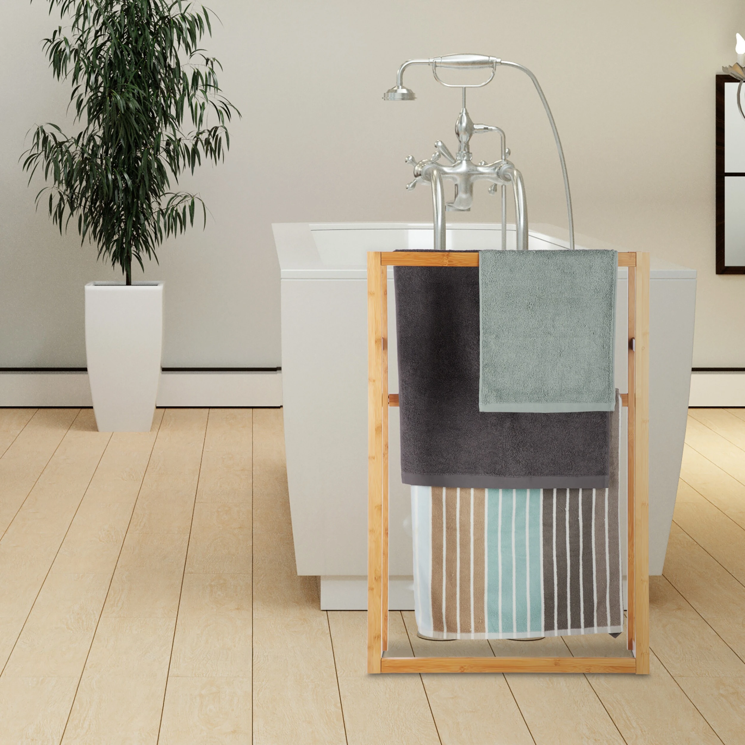 Relaxdays Handtuchständer Bambus 2 Relaxdays Handtuchständer Bambus – Bild 2