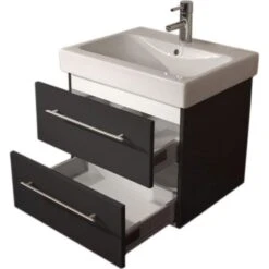 KERAMAG Waschtisch Waschbecken Bad Möbel Unterschrank Icon B 60 Cm Anthrazit Seidenglanz