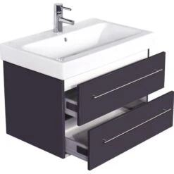 KERAMAG Waschtisch Waschbecken Badmöbel Unterschrank Icon B: 75 Cm Anthrazit