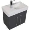 KERAMAG Waschtisch Waschbecken Bad Unterschrank Icon XS B: 53 Cm Links Anthrazit