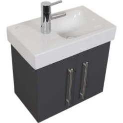 KERAMAG Waschtisch Waschbecken Bad Unterschrank Icon XS B: 53 Cm Links Anthrazit