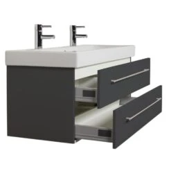 KERAMAG Waschtisch Doppel Waschbecken Bad Unterschrank Icon B: 120 Cm Anthrazit