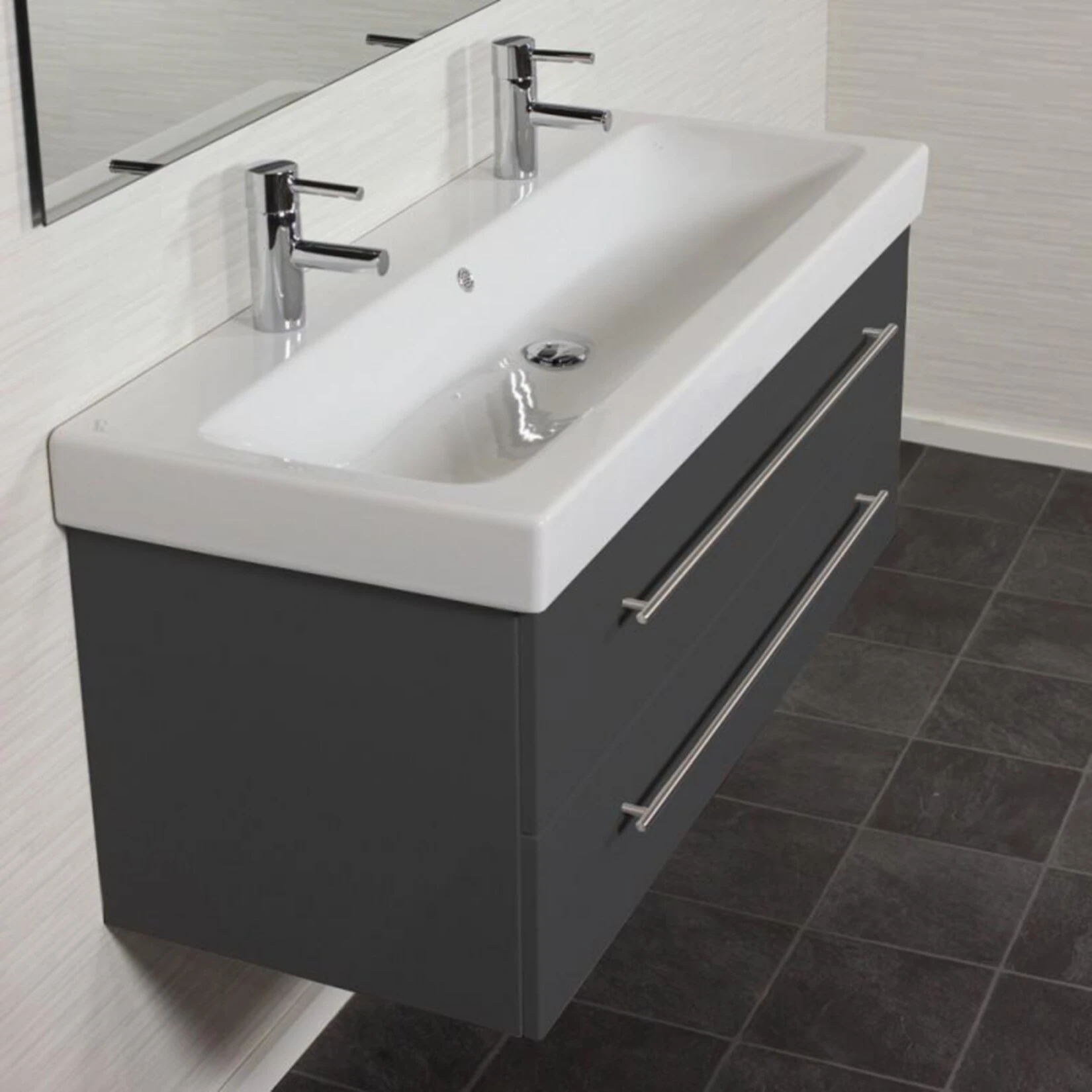 KERAMAG Waschtisch Doppel Waschbecken Bad Unterschrank Icon B: 120 Cm Anthrazit 5 KERAMAG Waschtisch Doppel Waschbecken Bad Unterschrank Icon B: 120 Cm Anthrazit – Bild 5