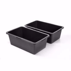 Acerto® 2 Stück Mörtelkübel Schwarz 40l Eckig Zementkübel Mörtelkasten