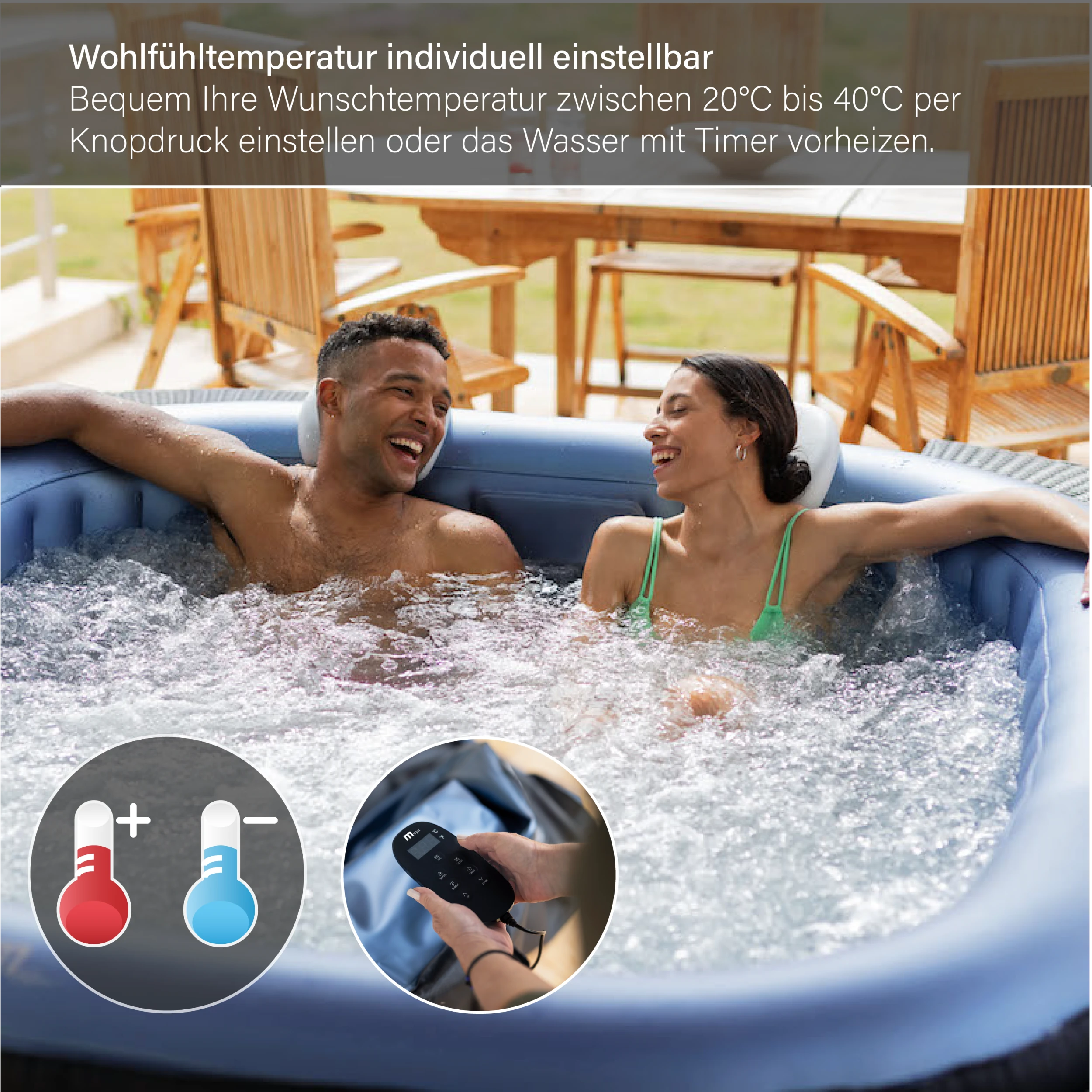 Whirlpool Selbstaufblasend MSpa COMFORT Tekapo C-TE041 Mit Bediencontroller | 158x158cm 3 Whirlpool Selbstaufblasend MSpa COMFORT Tekapo C-TE041 Mit Bediencontroller | 158x158cm – Bild 3