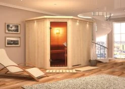 Karibu Sauna "Krimmler" SET Naturbelassen Mit 9kW Ofen