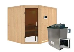 Karibu Sauna "Krimmler" SET Naturbelassen Mit 9kW Ofen -Black & Decker 8600335800 55729 prod 004