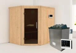 Karibu Sauna "Mitchell" SET Naturbelassen Mit 9kW Ofen