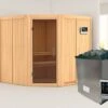 Karibu Sauna "San Rafael" SET Naturbelassen Mit 9kW Ofen