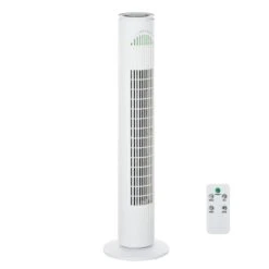 HOMCOM Turmventilator Mit 3 Belüftungsstufen Weiß 22 X 22 X 77 Cm (BxTxH) | Säulenventilator Klimagerät Ventilator Kühlung