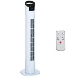 HOMCOM Turmventilator Mit Fernbedienung Weiß 20L X 20B X 78,5H Cm | Ventilator 3 Modi Freistehend Fernbedienung