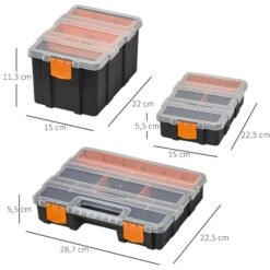 DURHAND Werkzeugaufbewahrung Box 4-teiliges Set Schwarz, Orange | Aufbewahrungsbox Werkzeug Sortierkasten -Black & Decker 8600336600 B20 078 prod 005