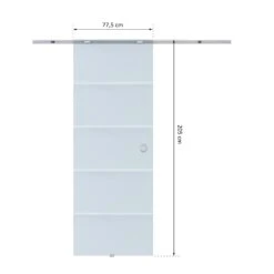 HOMCOM Glasschiebetür Mit Streifen Transparent | Zimmertür Teilsatiniert Schiebetür Glastür Tür -Black & Decker 8600336600 B70 004 prod 005