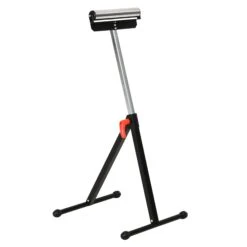 HOMCOM Rollenbock Verstellbar Schwarz, Silber 44 X 50 X (68-110) Cm (BxTxH) | Stützbock Rollenauflage Hiflsbock Rollenständer