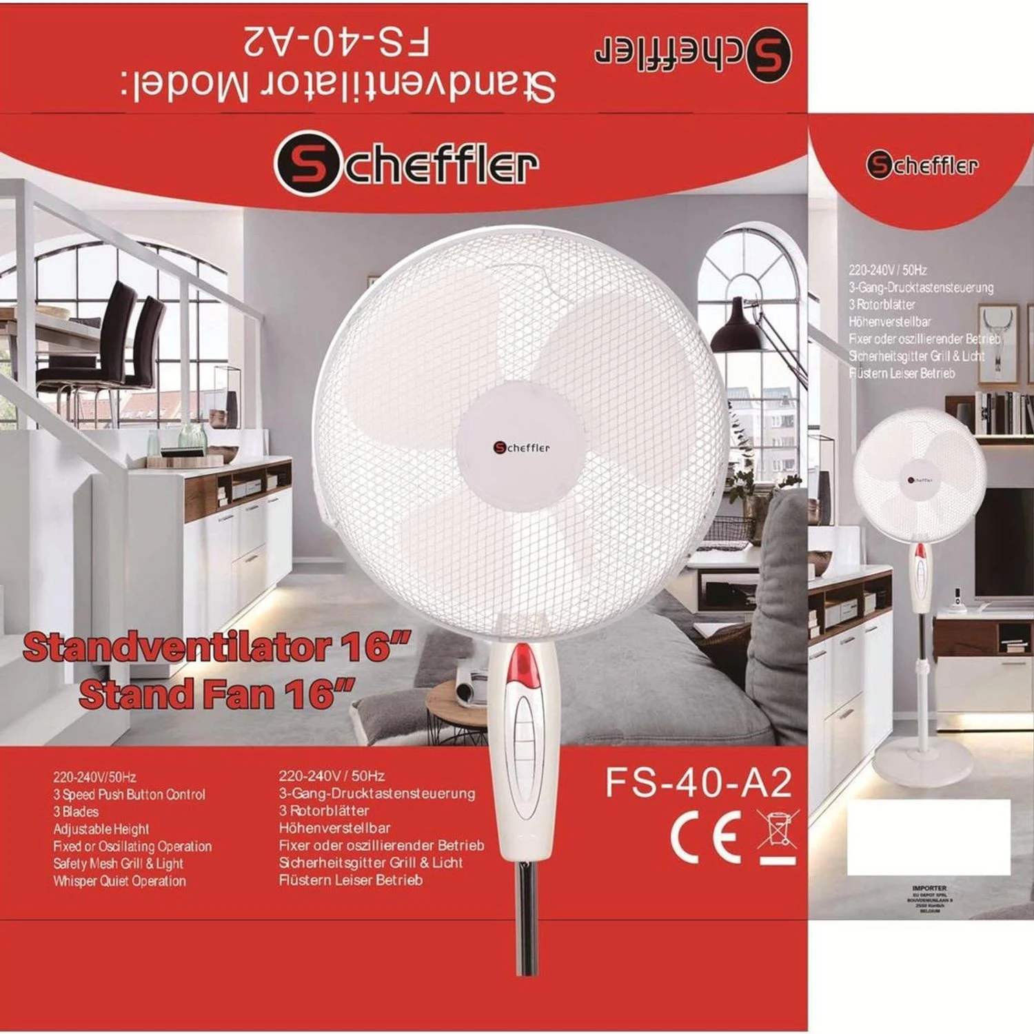 Scheffler FS-40-A4 Standventilator 16" 3 Stufen 2 Scheffler FS-40-A4 Standventilator 16" 3 Stufen – Bild 2