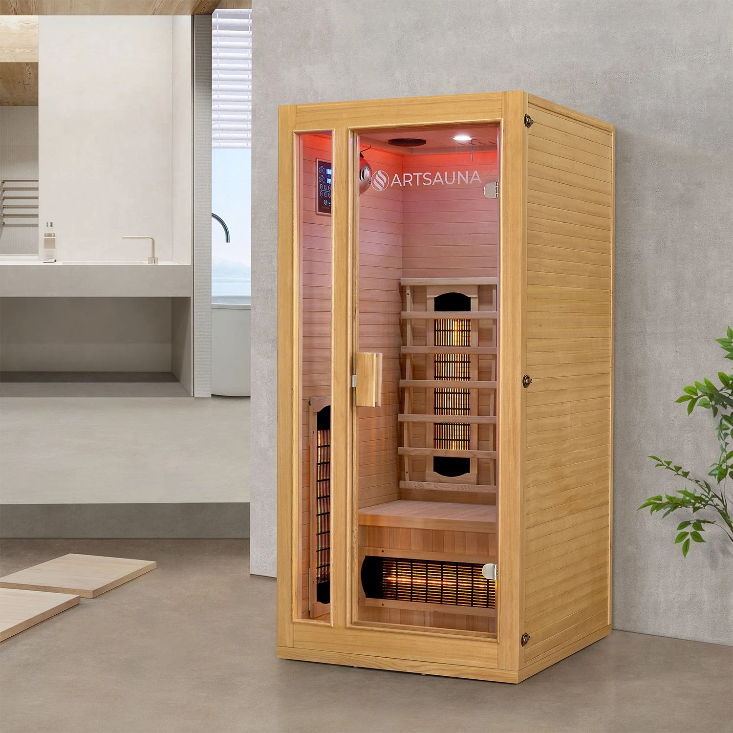 Artsauna Infrarotkabine Nyborg S90V Vollspektrumstrahler & Ambiente LED Beleuchtung – Kabine Für 1 2 Artsauna Infrarotkabine Nyborg S90V Vollspektrumstrahler & Ambiente LED Beleuchtung – Kabine Für 1 – Bild 2