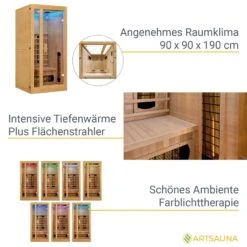 Artsauna Infrarotkabine Nyborg S90V Vollspektrumstrahler & Ambiente LED Beleuchtung – Kabine Für 1 9 Artsauna Infrarotkabine Nyborg S90V Vollspektrumstrahler & Ambiente LED Beleuchtung – Kabine Für 1 -Black & Decker 8600348200 18394 prod 004