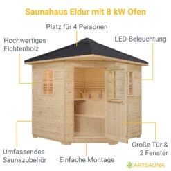Artsauna Gartensauna Eldur Mit Ofen, Licht & Zubehör – Holz Saunahaus Für 5 Personen – Outdoor Sauna -Black & Decker 8600348200 18707 prod 003