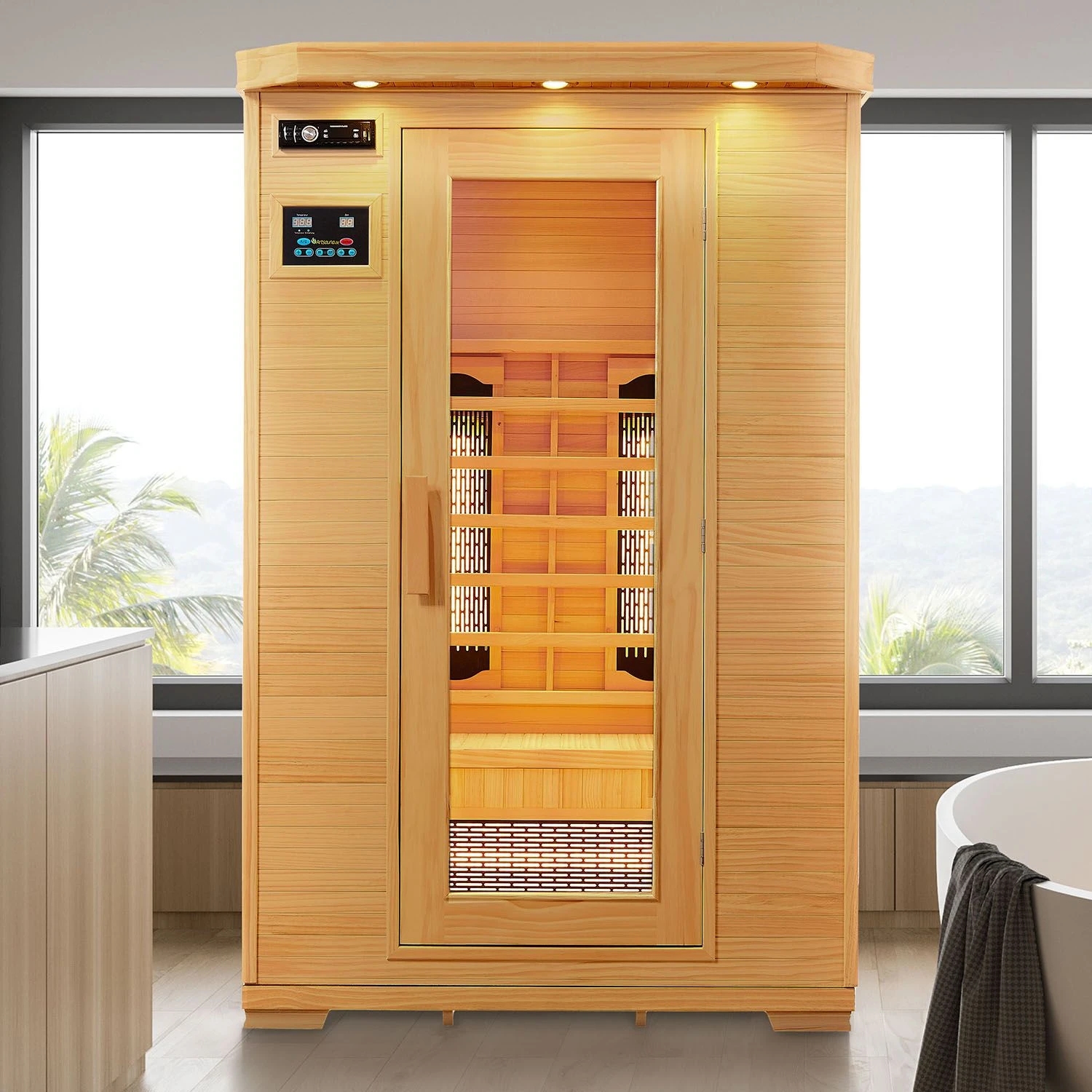 Artsauna Infrarotkabine Wärmekabine Oslo Mit Vollspektrumstrahlern & Hemlockholz 2 Artsauna Infrarotkabine Wärmekabine Oslo Mit Vollspektrumstrahlern & Hemlockholz – Bild 2