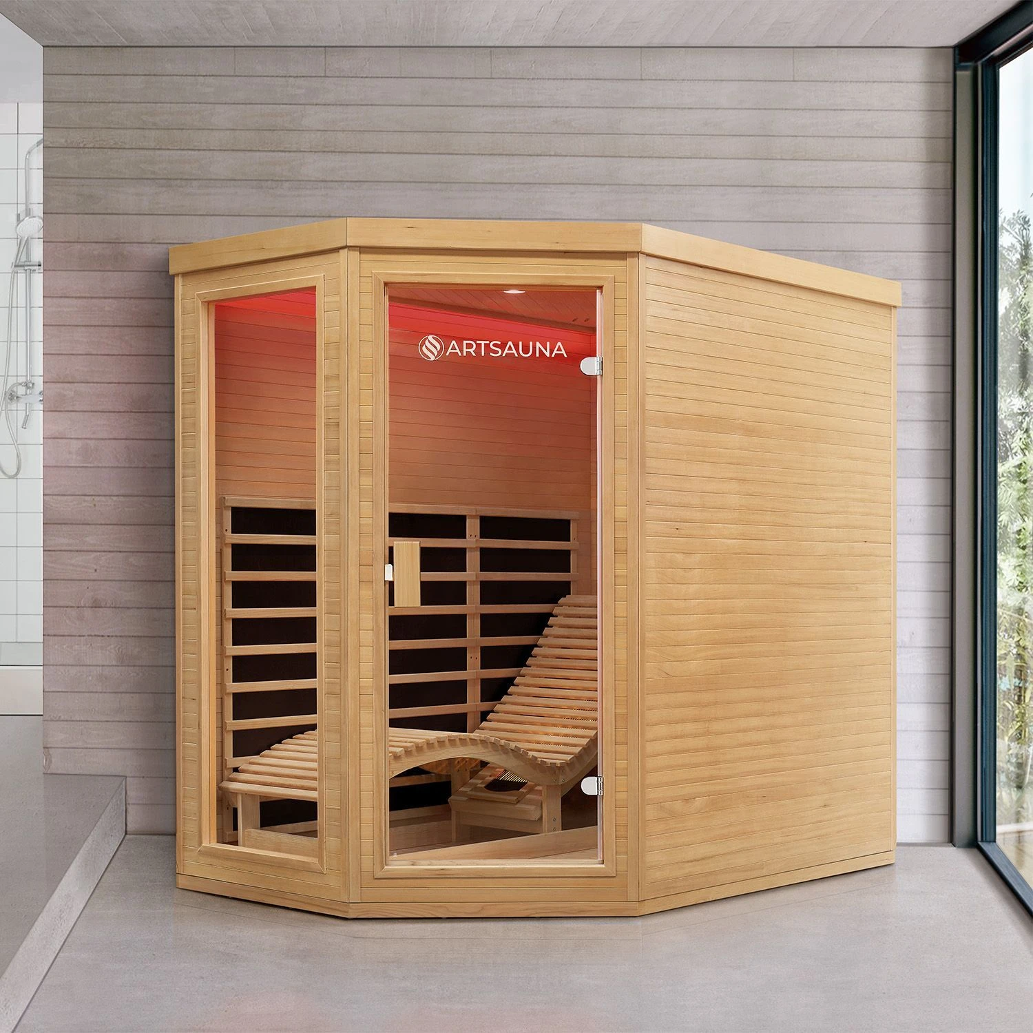 Artsauna Infrarotkabine Wärmekabine Kolding Mit Triplex-Heizsystem & Hemlockholz 2 Artsauna Infrarotkabine Wärmekabine Kolding Mit Triplex-Heizsystem & Hemlockholz – Bild 2