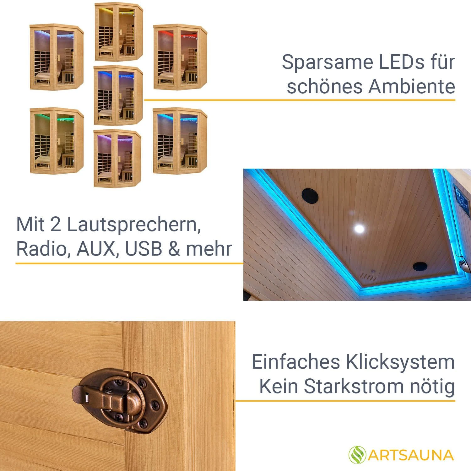 Artsauna Infrarotkabine Wärmekabine Kolding Mit Triplex-Heizsystem & Hemlockholz 5 Artsauna Infrarotkabine Wärmekabine Kolding Mit Triplex-Heizsystem & Hemlockholz – Bild 5
