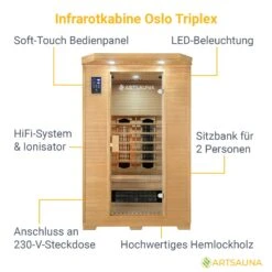 Artsauna Infrarotkabine Oslo Mit Triplex-Heizsystem | 2 Personen | Hemlock Holz | 120 X 100 Cm -Black & Decker 8600348200 61844987 prod 003