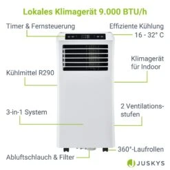 Juskys Lokales Klimagerät MK950W2 Mit Fernbedienung & Timer - 9000 BTU – 3in1 Klimaanlage Kühlung 8 Juskys Lokales Klimagerät MK950W2 Mit Fernbedienung & Timer - 9000 BTU – 3in1 Klimaanlage Kühlung -Black & Decker 8600348200 67415885 prod 003